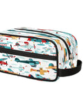 Cartoon Colorful Airplane Makeup Bag Travel Toiletry Kit Durable Dopp Kit Portable Cosmetic Wash Bag Pouch With handle and strap