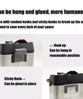 Electric Automatic Portafilter Cleaner And Knock Box With 58mm Mount showing hooks and mounting options for easy storage.