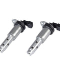 Two Pack Variable Valve Timing Vanos Solenoid VVT for BMW 3 and 5 Series Models shown from side angle.