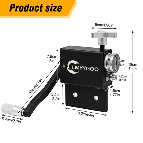 Dimensions of Bead Roller Tubing Beader Tool For Intake And Intercooler Tubing, Fits Five Eighths Inch ID, with M8 mount holes.
