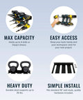 Wall Mounted Drill Storage Rack For Four Drills Holds Up To 35 Lbs Heavy Duty Steel With Powder Coated Finish No Assembly Required