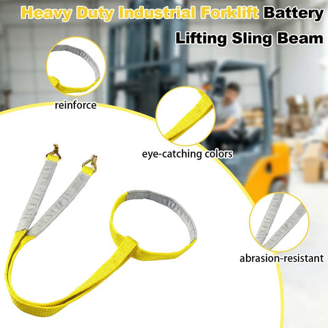 Beefy Heavy Duty Forklift Battery Lifting Sling For Industrial Lifts, 2 Inch By 5 Foot 2 Ply Recycled Polyester Webbing