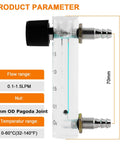 Go To Oxygen Flow Meter 0.1 To 1.5 LPM Gas Regulator With Copper Connector, showing product parameters and copper fitting