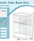 Clear Test Tube Rack With Four Compartments, Extra Bottom Storage Space And Two Pull Out Trays, Wall Mount Or Countertop Lab Organizer dimensions and parts included