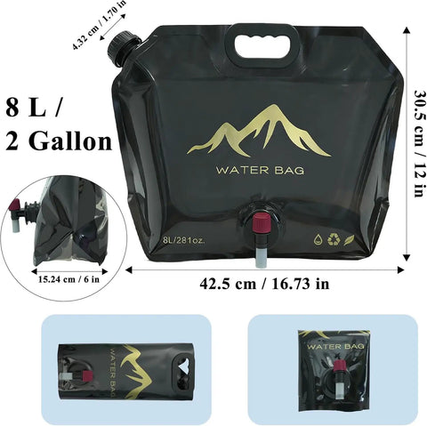 Collapsible Water Containers 2 Pack 2 Gallon 8L Each Foldable Water Storage Bags With Spigot BPA Free Portable Water Tank