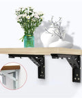 4PCS Triangle Folding Angle Brackets Heavy Duty Shelf Supports For Wall Mounted Benches And Tables Adjustable White 14 Inch Space Saving