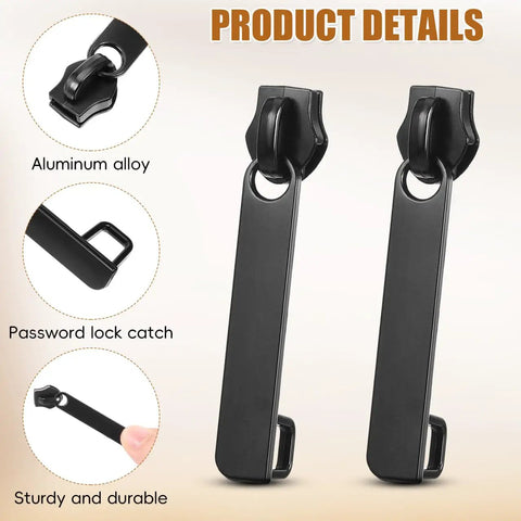 Six Piece Black Zipper Repair Kit For Luggage Backpacks Jackets And More Universal Metal Zipper Pull Replacement Slider