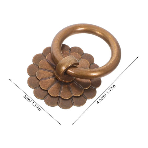 Antique Brass Drawer Pulls 6 Pack Vintage Ring Handles With Screws 30mm Retro Cabinet Cupboard Door Knobs detailed view