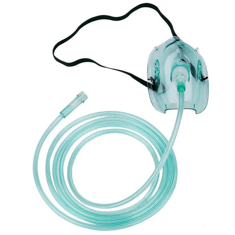 Adults Europe Size L Plus Oxygen Mask Set With 6.6 Ft Tubing And Adjustable Elastic Strap Three Pack PVC Mask