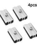 Heavy-Duty Solar Panel Mount Clamp Kit For Film Modules, anodized aluminum brackets with screws, 4-pack, displayed on white background.