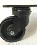 Rock Solid Drop Forged Towing Swivel Caster with 6-inch polyurethane wheel and black frame, side view.