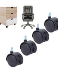 Rcniso Universal Casters Durable 360 Degree Swivel Casters for Furniture Supply 4 Pieces displayed with storage cabinet and chair.