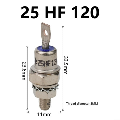 High Performance Stud Mount Diode 1200V For Welding Machine Power Supply Converter With dimensions of 33.5mm x 11mm.