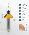 Rail Coping Sled With 45 Degree Chamfer Router Bit For Pro Grade Woodworking, Stable Cutting Jig With 1/2 Inch Shank Tungsten Carbide Bit