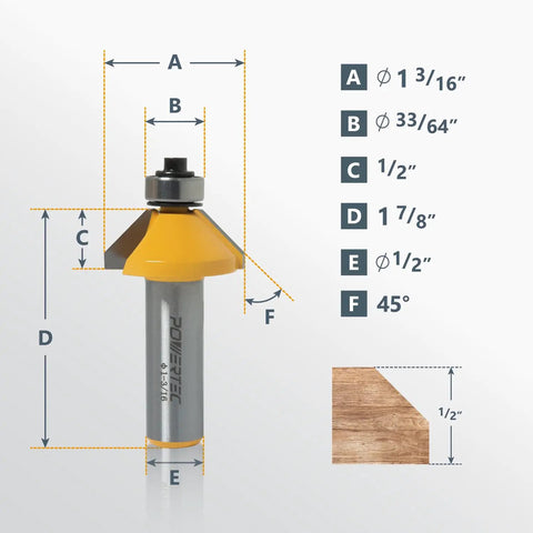 Rail Coping Sled With 45 Degree Chamfer Router Bit For Pro Grade Woodworking, Stable Cutting Jig With 1/2 Inch Shank Tungsten Carbide Bit