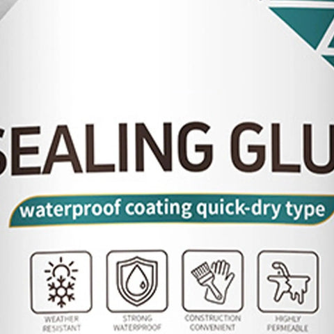 Premium Concrete Crack Filler Seals Deep Gaps With A Slick Waterproof Self Leveling Formula shown on sealing glue container.