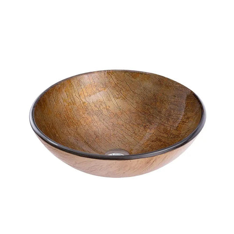 USZWBY Bathroom Vessel Sink Vanity Tempered Glass Vessel Bowl Sink Round Brown Countertop Sink Bowl Above Counter Sink