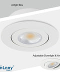 4 Inch LED Recessed Lights 10 Pack With Adjustable Eyeball Gimbal, shown installed in a ceiling with airtight box.