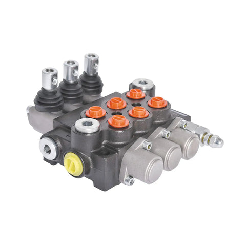 Three Spool Hydraulic Valve With 13GPM Flow And 3600PSI Rating, Directional Control Valve With SAE Ports, Double Acting Loader Valve