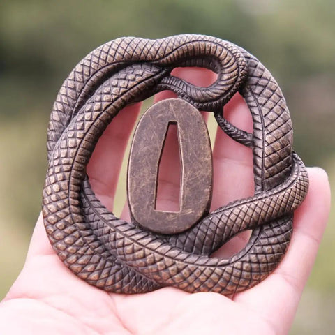Detailed snake design Koshirae Tsuba Fuchi Kashira Menuki Set for Samurai Swords Dope Alloy Guard