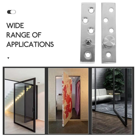 Built To Last Stainless Pivot Door Hinges 2 Pack Concealed Offset Hinges for doors displayed with various applications