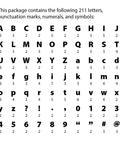 Solid Quality Chalkboard Letter Cutouts For Classroom Decor And Homeschool Projects Back To School Bulletin Board Wall Styling, showing list of included letters and symbols.