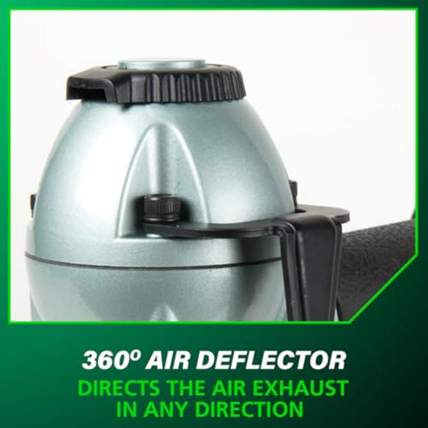 360° exhaust feature of Cap Stapler For Roofing Felt Foam Insulation And House Wrap On The Job Ready Lightweight Pneumatic Nailer 18 Gauge