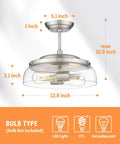 Dimensions of 2 Light Semi Flush Mount Ceiling Light With Clear Glass Shade Brushed Nickel Finish Dope Modern Retro Vibe Fixture For Hallway Corridor Kitchen Bathroom And Bedroom