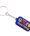 Keychain with blue tag featuring 'GOOFIT Good Fitting' text in yellow and red