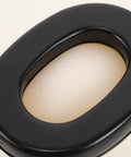 Close-up of black foam ear cup for Kickass Heavy Duty Construction Hard Hat With Integrated Noise Cancelling Ear Muffs.
