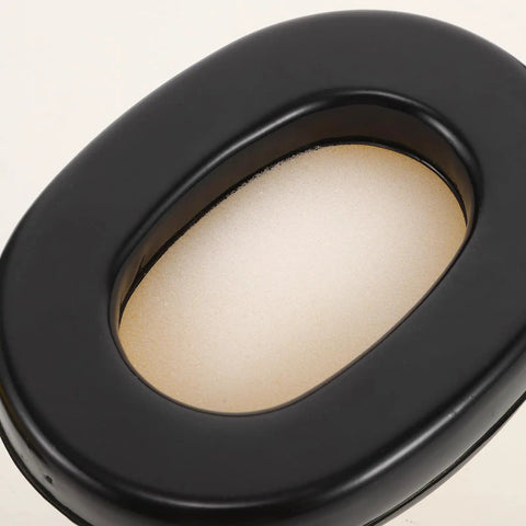Close-up of black foam ear cup for Kickass Heavy Duty Construction Hard Hat With Integrated Noise Cancelling Ear Muffs.
