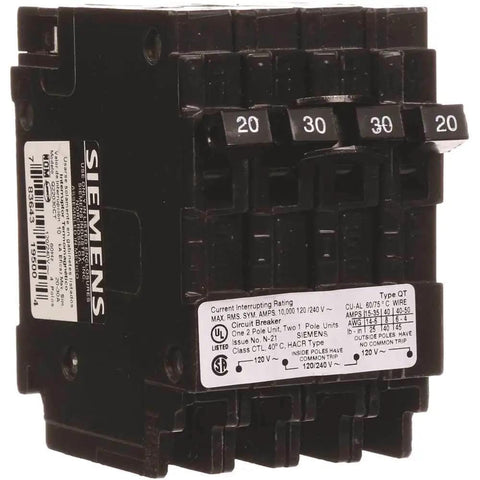 Q22030CT 30 Amp Double Pole And Two 20 Amp Single Pole Triplex Plug In Circuit Breaker Kit for Siemens load centers