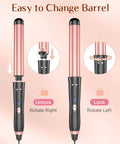 5 In 1 Curling Iron Set With Flat Iron, Triple Barrel Waver, Tapered Wand, And Two Curling Irons 0.35 To 1.25 Inches showing barrel change