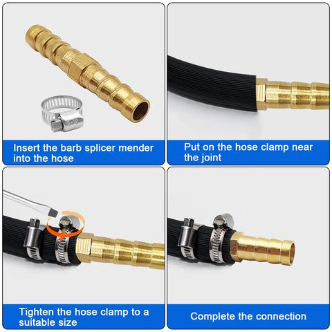 Installation guide for Brass Hose Barb Fittings Repair Kit for Water, Fuel and Air Lines Includes Two Pcs One Quarter Inch Six Millimeter Brass Barb Splicer Menders and Four Stainless Steel Pipe Clamps Beefed Up Durable Fuel Line Connector Fittings for Leak Free Quick Fix
