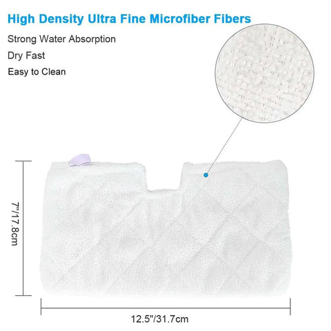 Washable Microfiber Steam Mop Pads Replacement For Shark Steam Pocket Mops S3500 Series 12.5 By 7 Inches Detail View