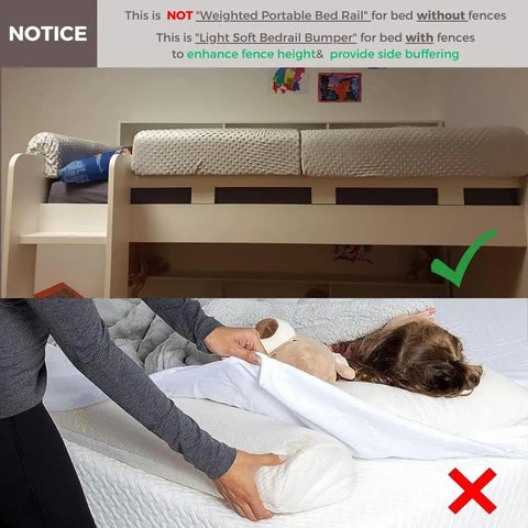 Toddler Bed Rail Bumpers Rock Solid Foam Barrier For Kiddo Bedrooms Fall Prevention Guardrail Padding No Sweat Assembly Crib Side Shield Grey Smooth Setup 3 Foot, shown in a kid's bed setup.