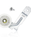 Single dryer idler pulley assembly with upgraded dual sealed ball bearings, replaces PD00032419 DC96-00882B Visible with mounting bracket and screw