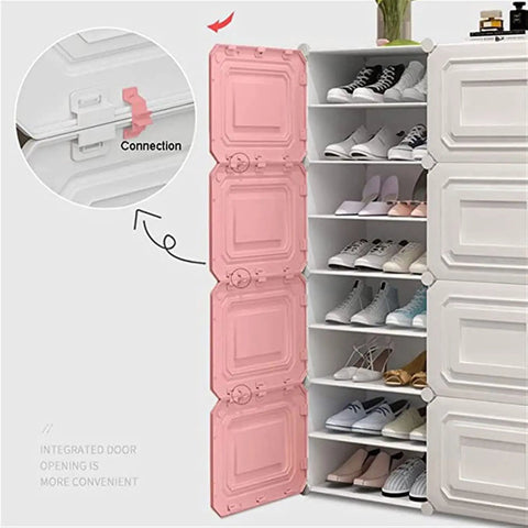 Multi Layer Shoe Rack And Portable Modular Cube Organizer For Shoes And Gear Keeps Your Entryway Looking Fresh With No Fuss Snap Setup And Smart Compact Layout For Quick Home Organizing