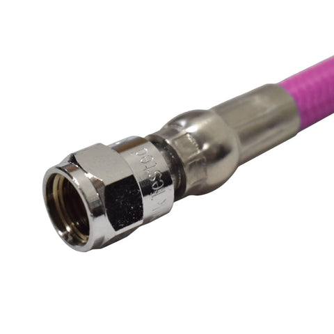Close-up of a Pink 24 Inch Low Pressure Braided Hose For 2nd Stage Regulator And Octopus 1000 PSI Durable TPE Inner