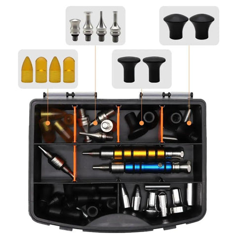 34 Piece Car Dent Repair Tool Kit With Lifter Impact Pen Hammer Set And Unpainted Sheet Metal Tools For Auto Body Dents Built Tough For DIY Gear And Pros Heavy Duty in open case with various tools and attachments.