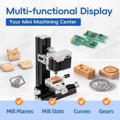 Top Tier Mini Metal Milling Machine And Vertical Mill Lathe With Slick Electroplated Body 36 Watt Motor Cranking 20000 RPM in action.