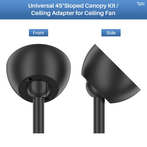 Ceiling Fan Slope Kit For Slopes Up To 45 Degrees No Fuss Install Slope Adapter black finish front and side view