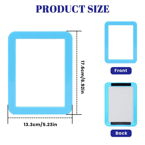 Size details of light blue 15 Pcs Magnetic Locker Mirrors Real Glass 5x7 Inch Small Makeup Mirrors For Fridge Toolbox Office
