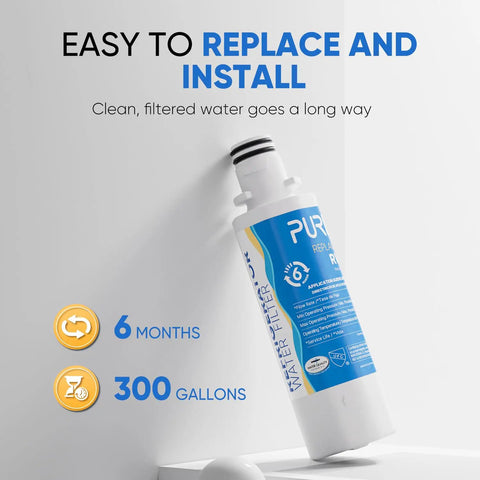 Replacement Refrigerator Water Filter 3 Pack For LG LT1000P And Kenmore 9980 LT1000 LT1000PC MDJ64844601 ADQ74793501 02 Model RWF4700AC shown with 6 months and 300 gallons info.