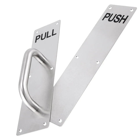 2 Sets 12 By 3 Inch Stainless Steel Door Handle And Push Pull Plates Bundle With 24 Screws For Commercial And Home Office Doors In Silver Tough Build For Easy Install And Lasts In High Traffic Environments, stainless steel push pull plates