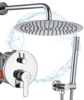 Shower System With Tub Spout And Wall Mount Chrome Finish, Rainfall Showerhead Plus Handheld Spray, 12-Inch Wide Rain Shower