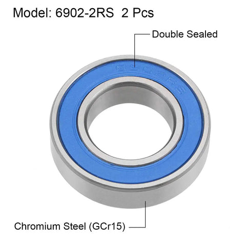 Beefy 6902-2RS Deep Groove Ball Bearings 15mm X 28mm X 7mm Double Sealed Chrome Steel with Blue Cover ABEC 3 P6 Tolerance