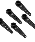 5 Pack Aluminum 25 Tooth Servo Horn 37mm M2.5 Threads For RC Cars And Trucks CNC Machined Aluminum Arm arranged on white background