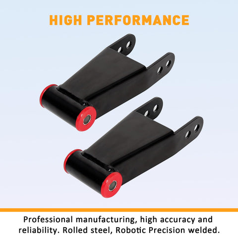Ford F-150 2004-2014 Rear 2 to 3 Inch Lowering Drop Shackles Bolt On Leveling Kit 2WD with black and red detailing