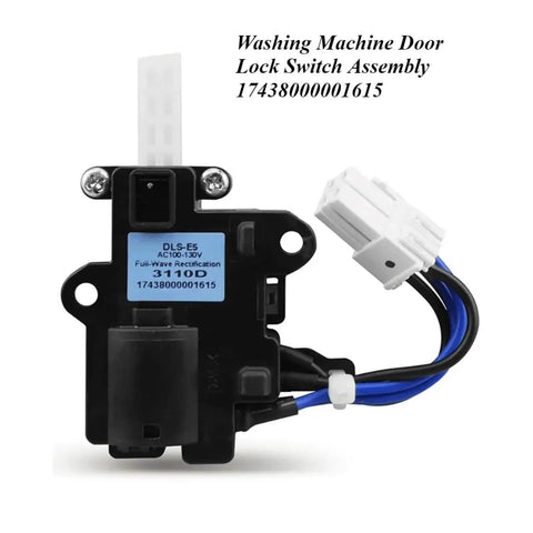 Heavy Duty Front Load Washer Door Lock Switch Assembly 17438000001615 Replacement, black plastic with wire connector